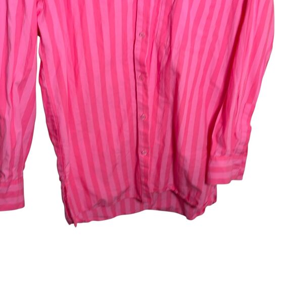 A New Day Blouse Women's Medium Pink Striped Button Up Collared Long Sleeve Top - Picture 3 of 9